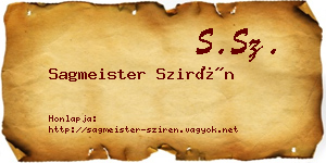 Sagmeister Szirén névjegykártya